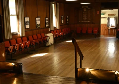 Interior of hall from stage to front door